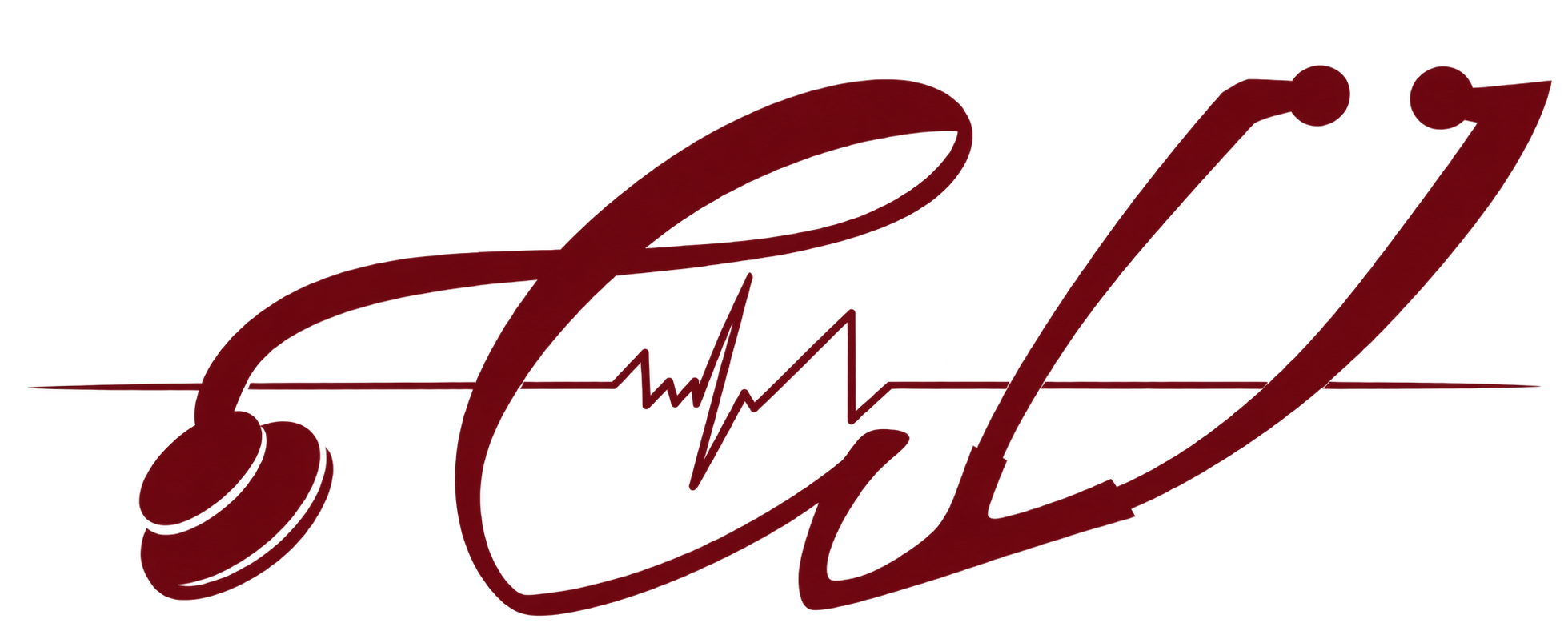 Logo CV de Cibele Vilela com estetoscópio e batimentos cardíacos